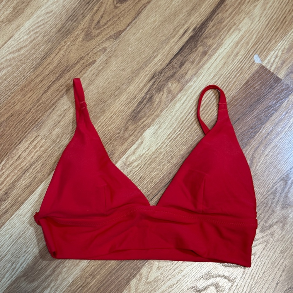 Aerie Longline Triangle Bikini Top - Red - S